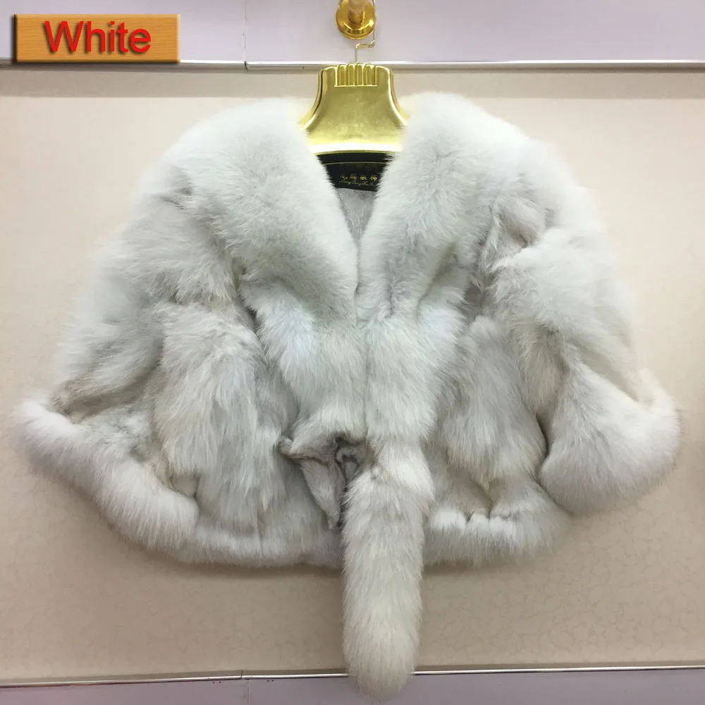 Супер теплая женская зимняя натуральный мех лисы куртка с рукавом «летучая мышь», толстая верхняя одежда из лисьего меха, Брендовое модное меховое пальто на заказ - Цвет: White