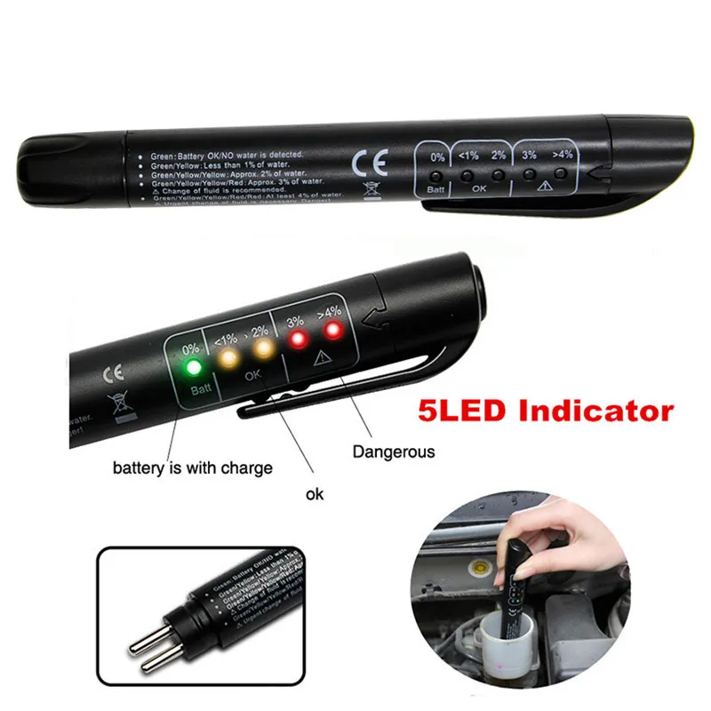 

Original MINI Tester Car Brake Fluid Tester For Dot3/DOT4 Battery Liquid Digital Testing 5LED Indicator Moisture Water Compact