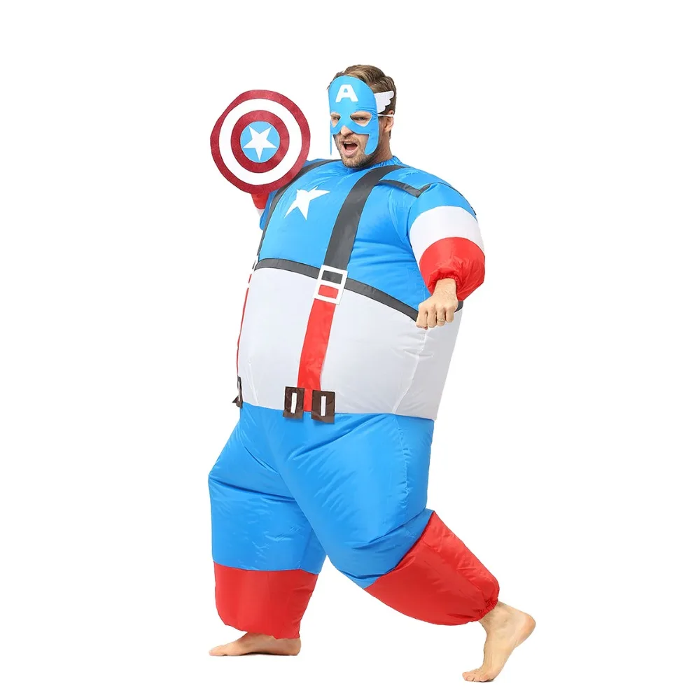 Взрослый надувной костюм Капитана Америки, костюмы на Хэллоуин для мужчин, Маскарадные Костюмы супергероев Marvel, вечерние карнавальные костюмы