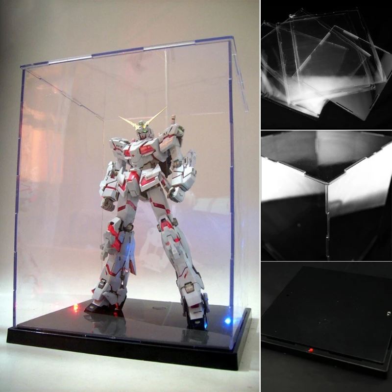 

Clear Acrylic Display Box Dustproof Protection Model Show Case With LED Lights Oct26 Drop Ship