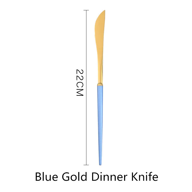 1 шт. столовый набор столовых приборов, ножи, вилки, ложки, Западная кухня, столовая посуда из нержавеющей стали, домашние вечерние столовые приборы, набор посуды - Цвет: Blue Gold Knife