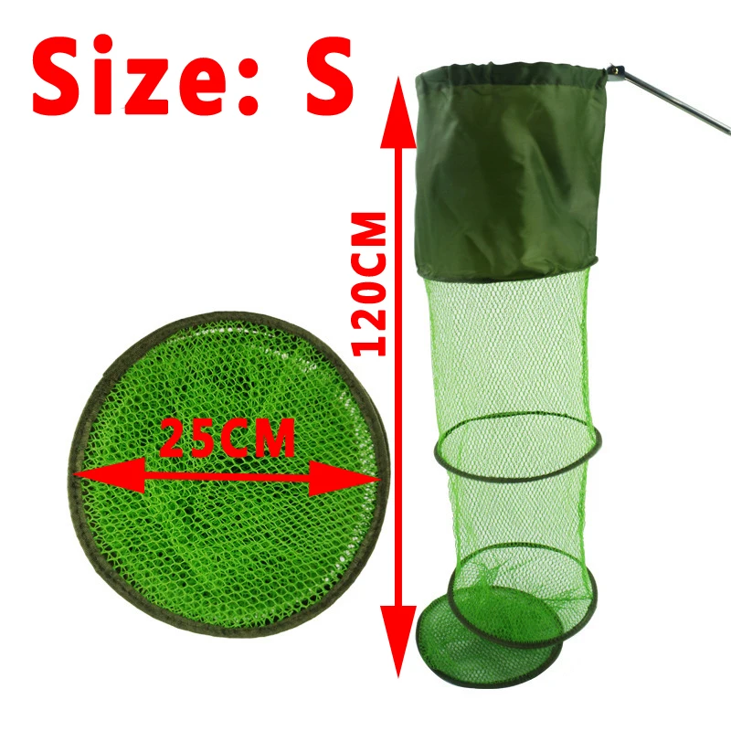 

1 Piece Fish Keeper Foldable Small Mesh Fish Creel Mini Size Panfish fishing Keep Net Cage 25cm X 120cm