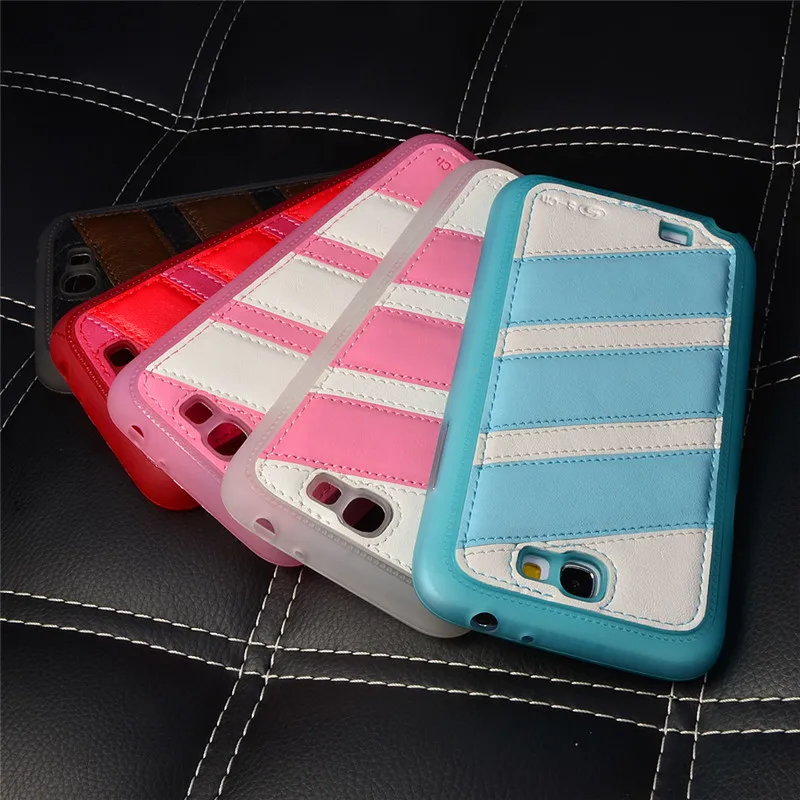 

For Samsung Galaxy Note 2 N7100 PU Leather+Silicone TPU Gel Soft Skin Cover Good Quality Ultra Thin Mobile Phone Case