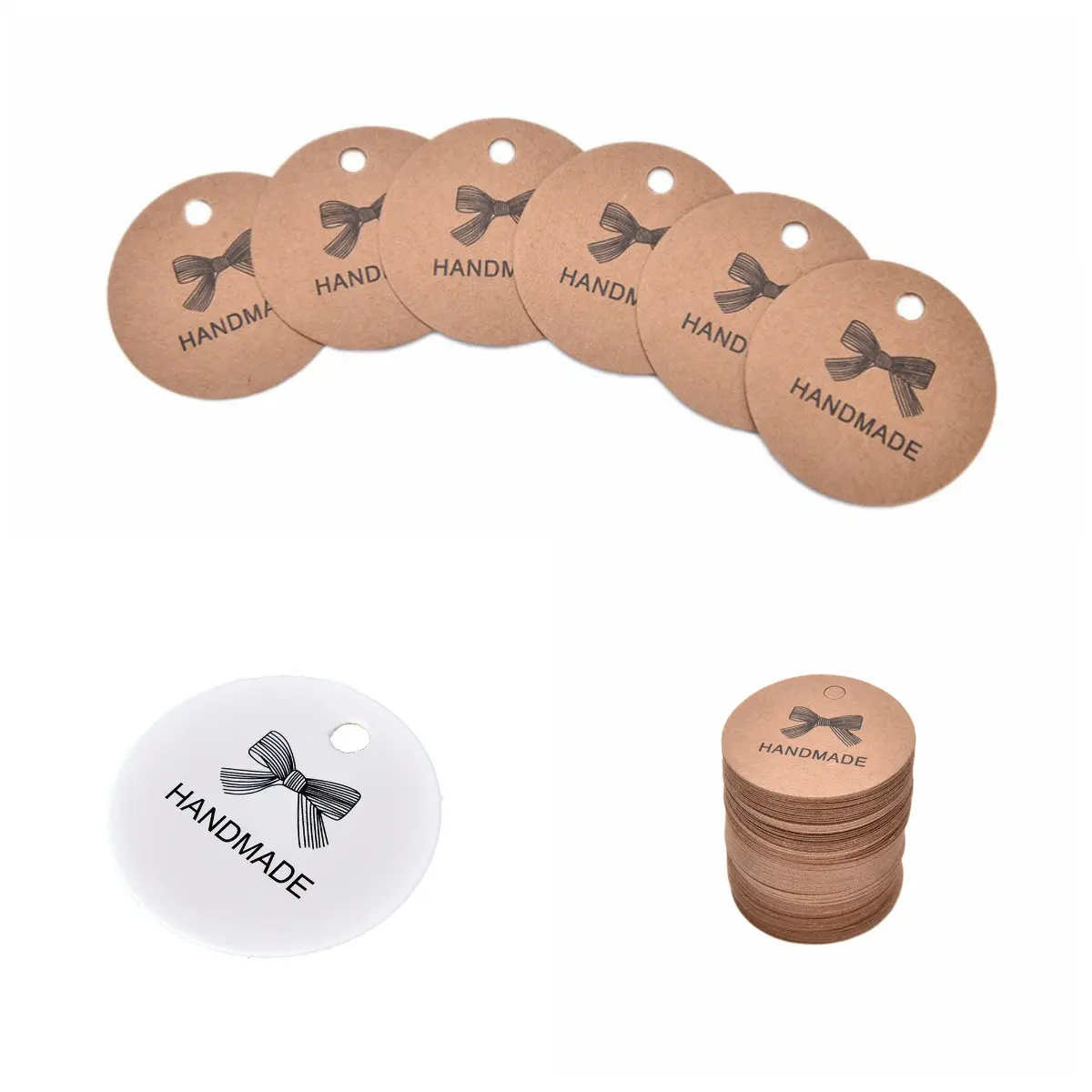 

New Arrive 100pcs per lot handmade hang tag kraft paper thank you gift tag label for wedding baby gift products tagging package