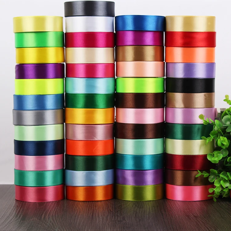 

Haosihui 25 Yards/Lot 1"25MM 50 Colors Wedding Satin Silk Ribbon Single-sided Ribbons Gift Packaging Lace DIY Accessories
