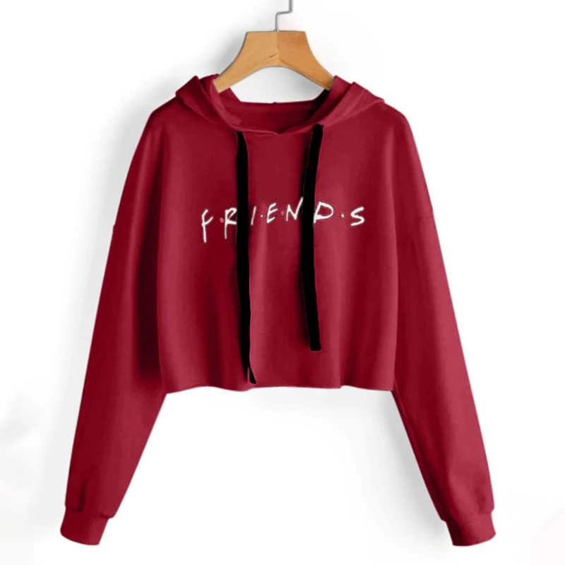 Женские толстовки KLV с длинным рукавом и надписью Friends повседневные укороченные