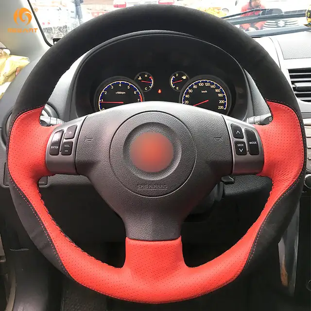 Us 39 01 15 Off Mewant Red Leather Black Suede Car Steering Wheel Cover For Suzuki Sx4 Alto Old Swift Interior Accessories Parts In Steering Covers