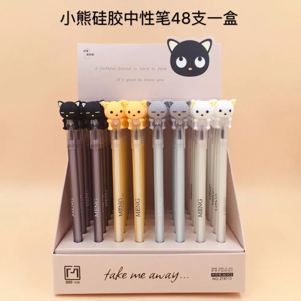 

48pcs/pack Cute Cartoon Bear Silicone Gel Pen Korea Creative Sign Pen Students Prize Party Promotion Gift Pen