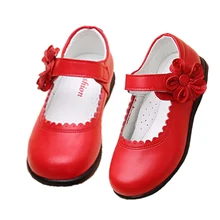 Детская обувь из натуральной кожи с цветочным узором для девочек; школьная обувь для девочек; цвет красный, черный, розовый; обувь для рождественской вечеринки, свадьбы, танцев; Новинка