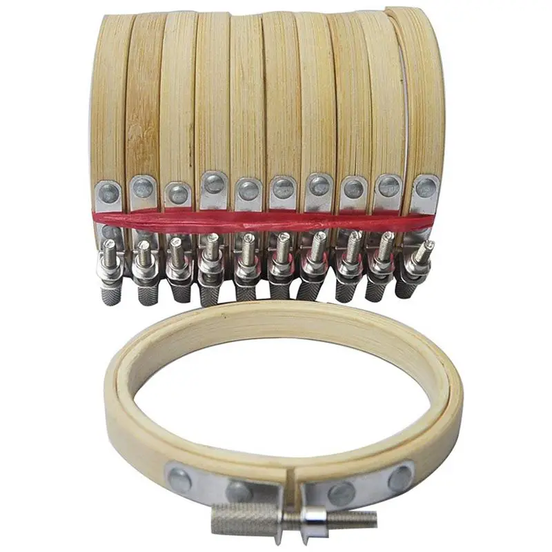 

Hot 10 Pieces 3inch 8cm Round Wooden Embroidery Hoops Set Adjustable Bamboo Circle Cross Stitch Hoop Ring