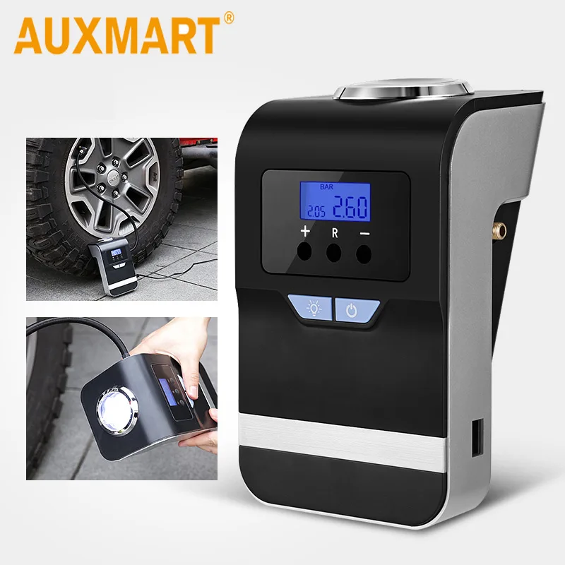 

Auxmart 4 In 1 Car Portable Tire Inflator Electric Tire Tyre Inflatable Pump 12V Auto Digital Mini Car Rechargable Compressor