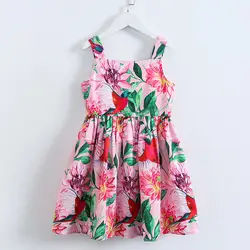 Брендовая летняя детская модная одежда дети От 4 до 14 лет с цветочным принтом для девочек праздничное платье-комбинезон для студенток