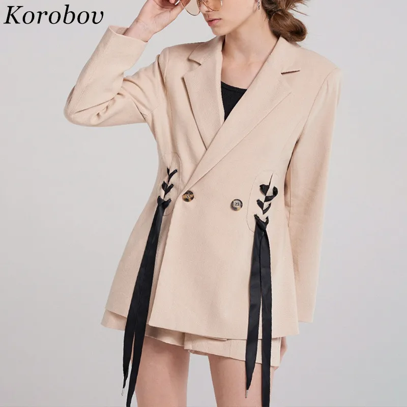 Korobov 2019 Auttum Fashion Blazer Coats Women Vintage