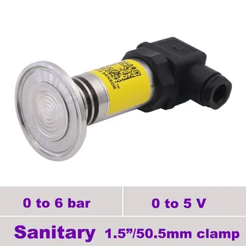 

high performance tri clamp fitting sanitary pressure sensor 0 5 v output, 3 wire, 12 30v supply, range 0 to 6 bar, 600 kpa gauge