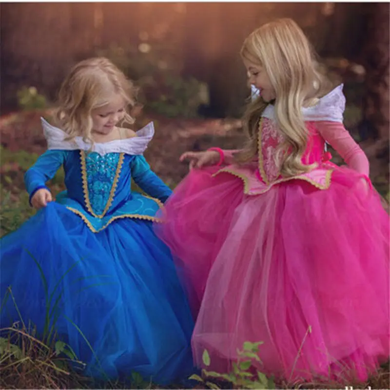 Нарядные платья Спящей красавицы для девочек; костюмы принцессы на Хэллоуин; детское праздничное платье; Одежда для девочек для рождественской вечеринки; маскарадный костюм