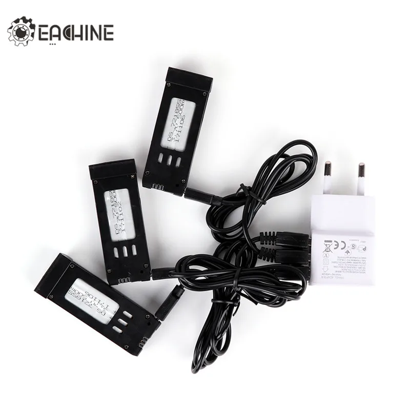 

Eachine E58 Spare Part Combo Set 1 to 3 Battery Charger & 3.7V 500MAH Lipo Battery USB Cable Adapter