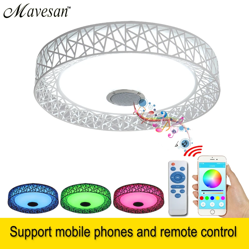 

Remote Control ceiling lamp Bedroom Music Bluetooth and LED Smart ceiling lamp metal & Acrylic lampshade for sitting room