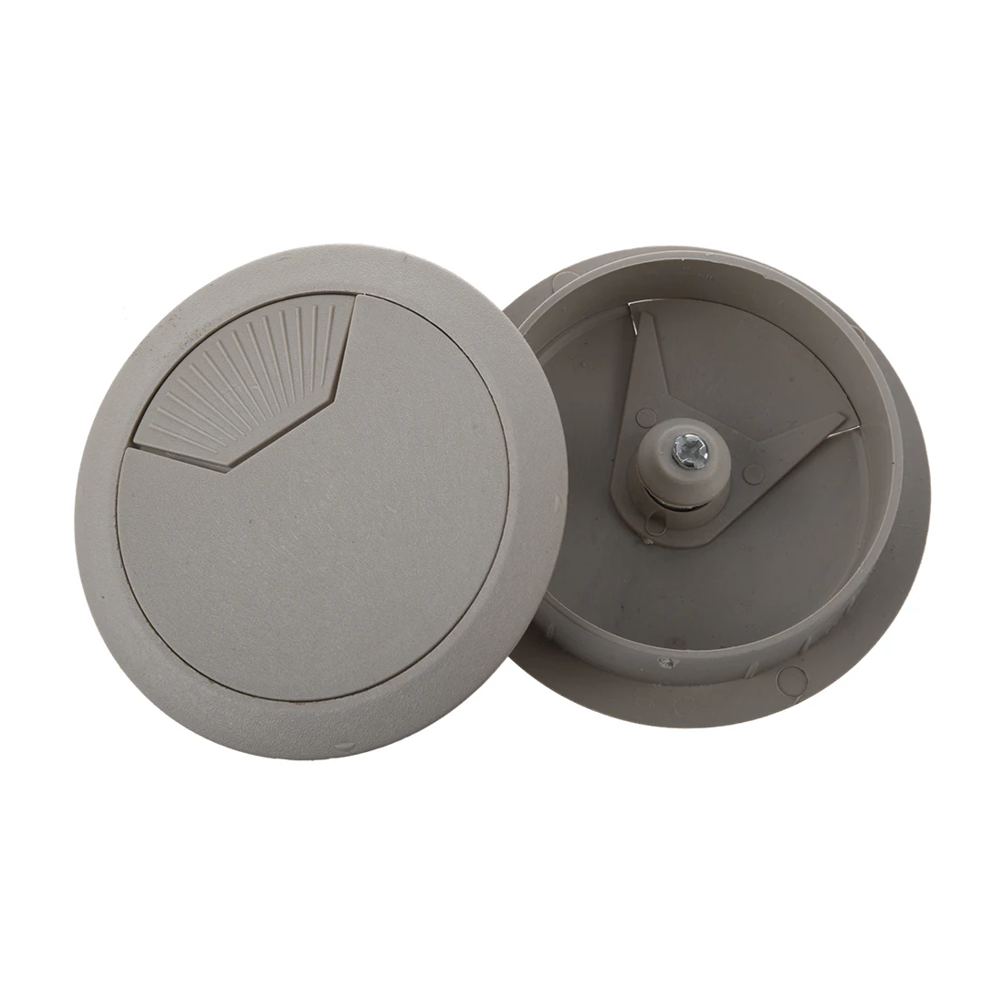 2 Pcs Light Gray Round Plastic Desk Grommets Wire Hole Cap Coverin