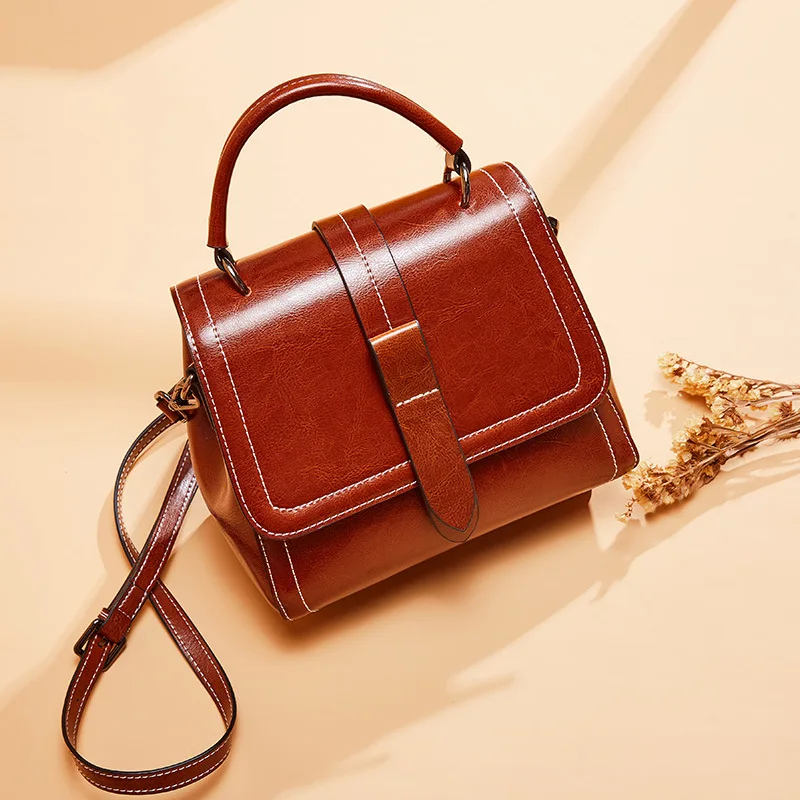 

Vintage Brown Women Handbag Genuine Leather Female Casual Tote Bag Luxury Designer Women Shoulder & Crossbody Bags Cow Leather