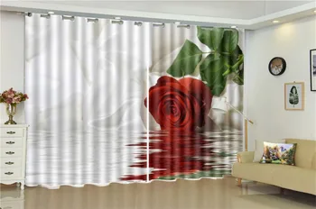 

Blackout Curtain Promotion Delicate Rose In The Water HD Digital Printing Interior Decoration Practical Blackout Curtains