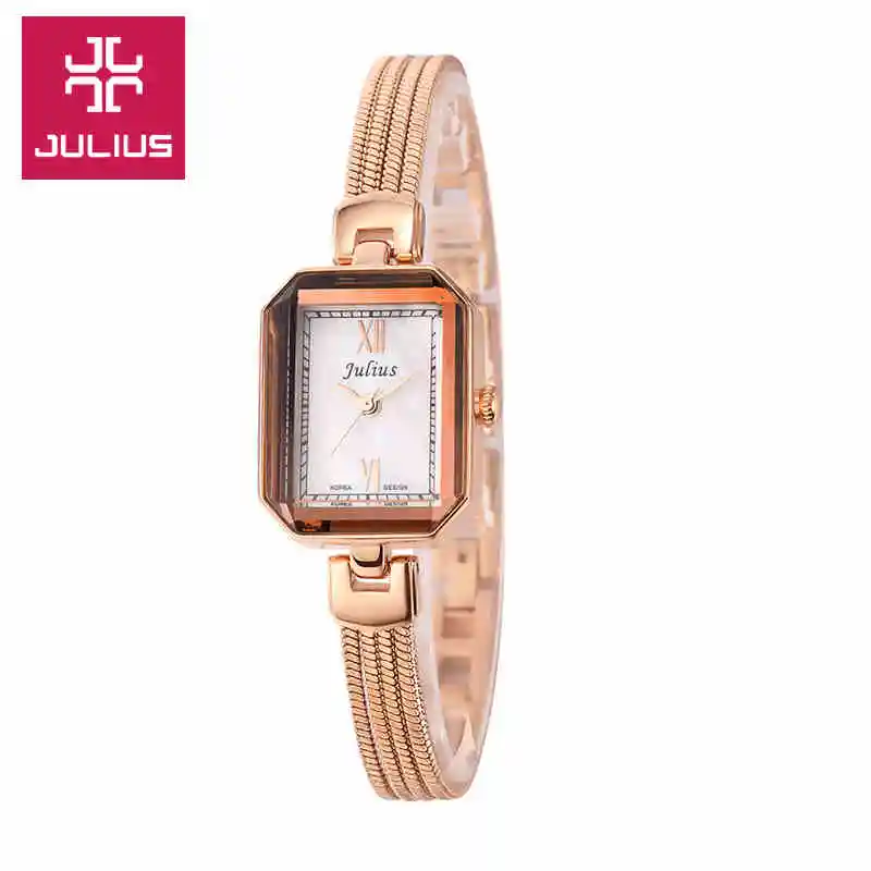 Julius Lady Woman Wrist Watch Quartz Hours Best Fashion Dress Korea Bracelet Band Rectangle Shell Girl