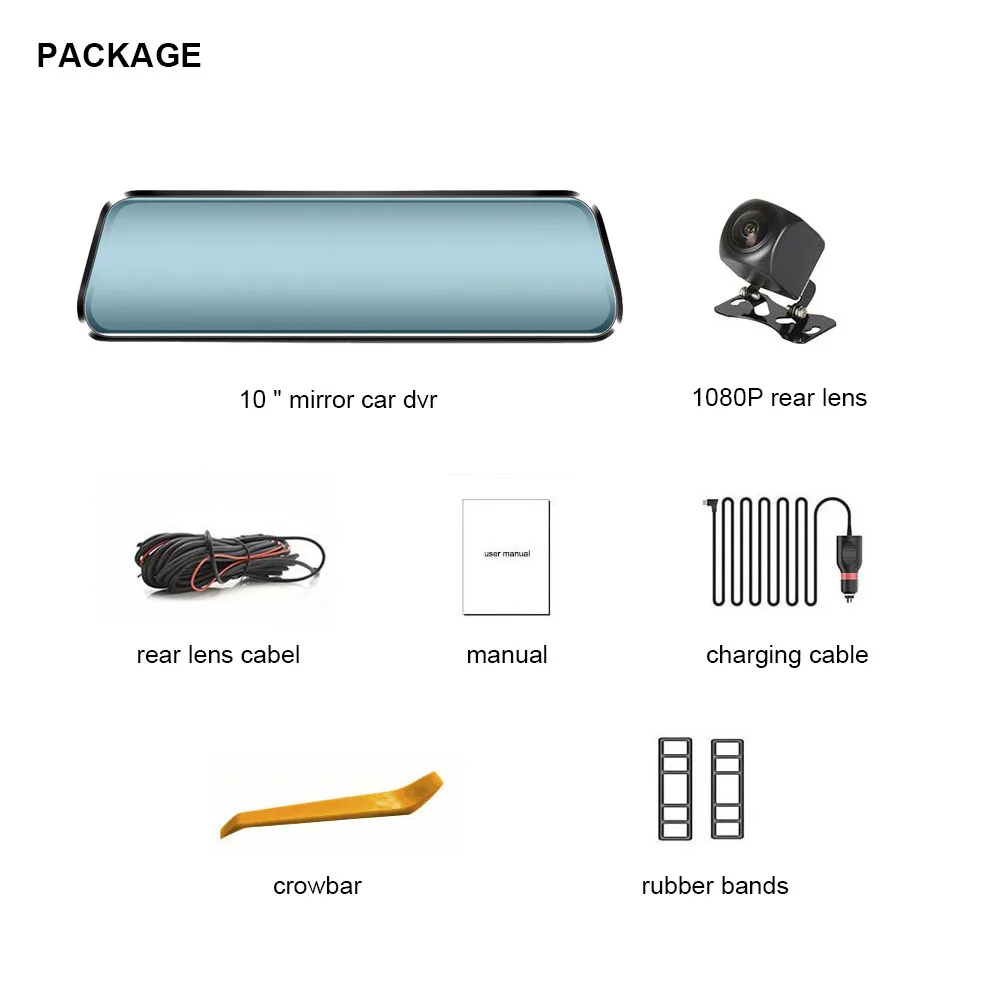 TAVIN 10 inch Touch Screen Car DVR Rear View Mirror Dash cam Full HD Front Car Camera + 1080P Back Cam Dual Lens Video Recorder TAVIN 10 inch Touch Screen Car DVR Rear View Mirror Dash cam Full HD Front Car Camera + 1080P Back Cam Dual Lens Video Recorder