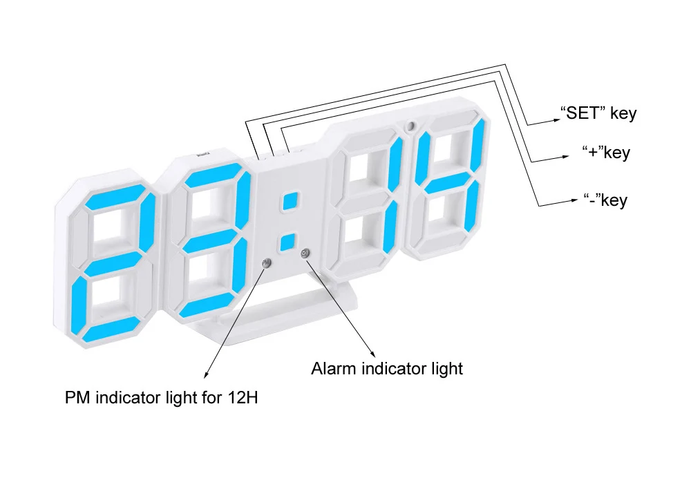 MOSEKO 3D цифровые настенные часы с настольным Настольный Штатив Multifunction Date температура 3 уровня яркость Регулируемый светодио дный светодиодный Будильник