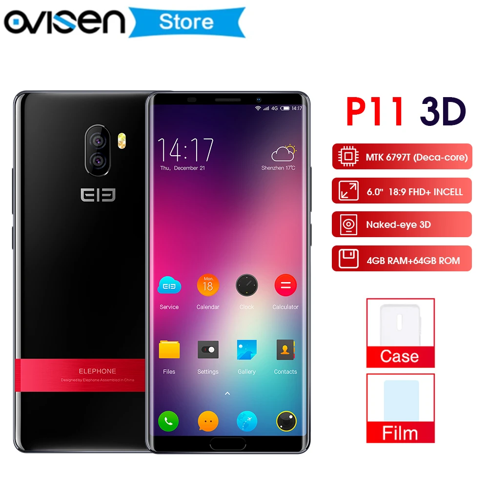 

Elephone P11 3D Nacked eye 3D Smartphone Helio X25 Deca Core 6.0 Inch Android 8.0 4GB RAM 64GB ROM 16MP Fingerprint Mobile Phone