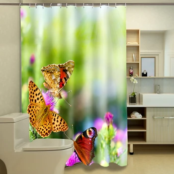 

Butterfly 3D Photo Digital Printing Bath Waterproof Fabric Shower Curtains