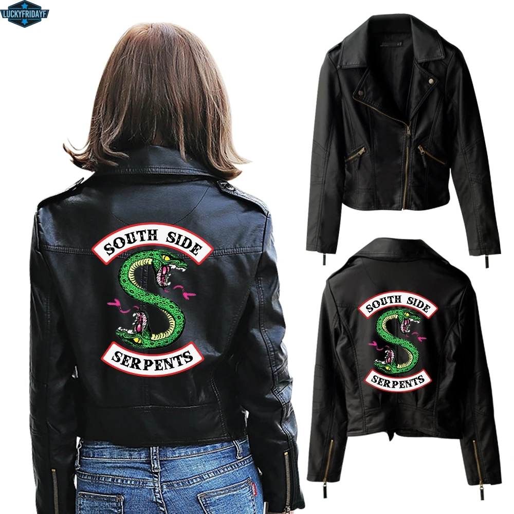 New Riverdale PU Printed Logo Southside Riverdale Serpents Jackets Women Riverdale Serpents Streetwear Leather Jacket