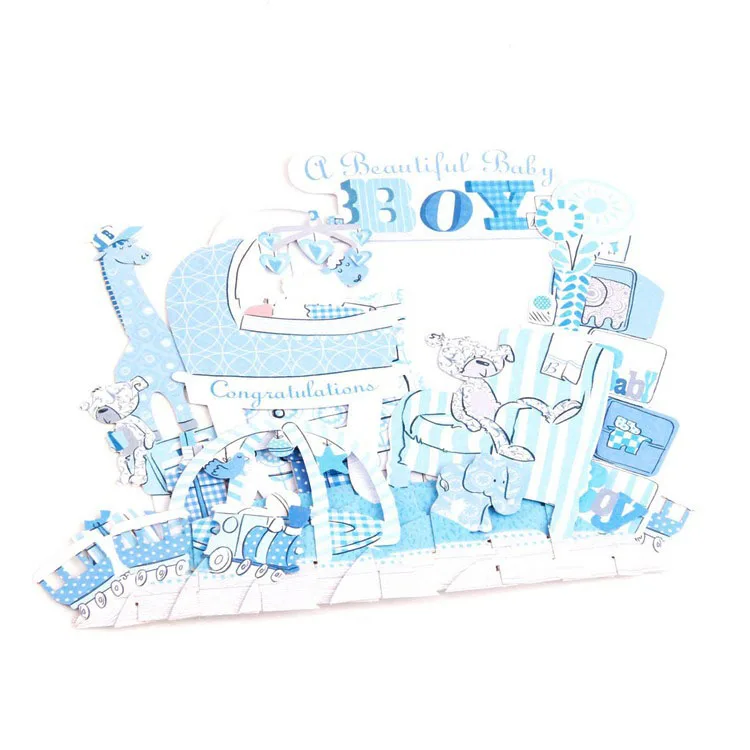 3d laser cut handmade cartoon newborn baby boy girl shower party newborn baby postcards