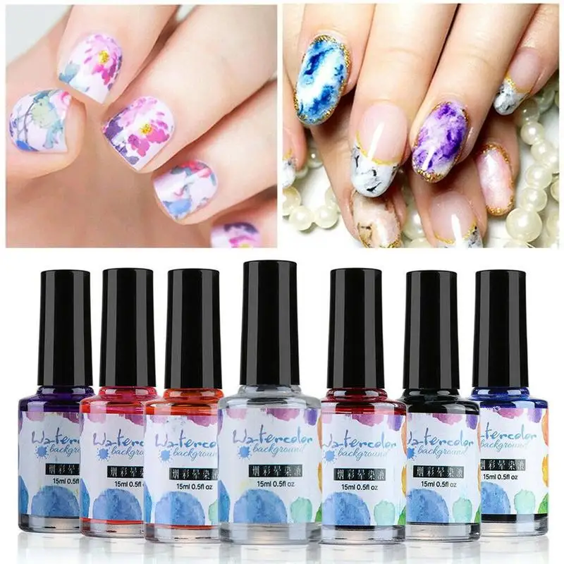 

15ml Watercolor Ink Nail Polish Blooming Gel Smoke Effect Smudge Bubble DIY Varnish Manicure Decor Nail Art Salon Drop Shipping