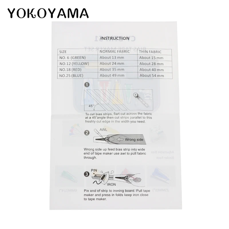 Детали для шитья YOKOYAMA, 1 набор, сделай сам, для шитья, для лоскутного шитья, для косой ленты, набор инструментов, для машинного переплетения, прижимной лапки, инструменты для дома