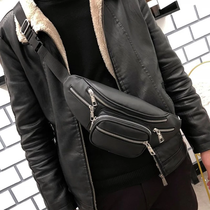 أكياس Crossbody للنساء بو الجلود الكتف حقيبة صدر للرجال سعة كبيرة السيدات حقيبة سستة الخصر حزمة