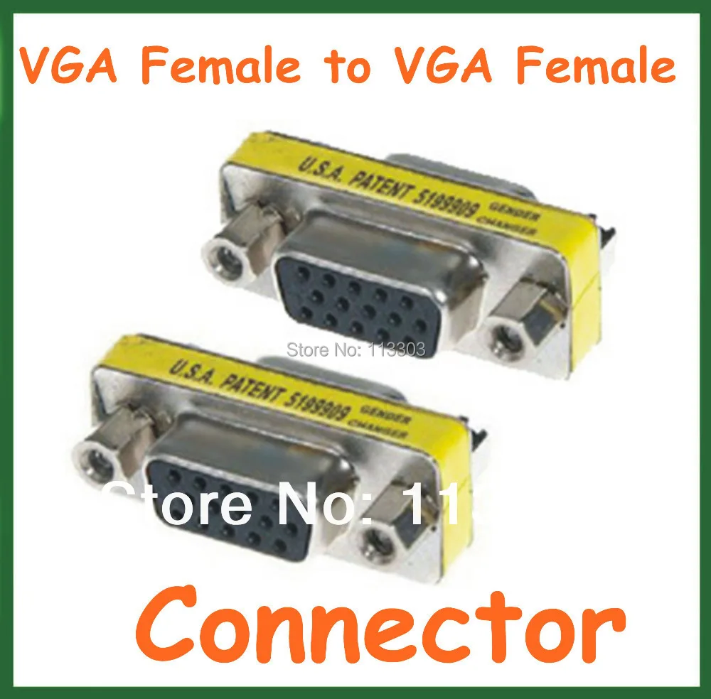 100pcs 15 pin VGA Female to VGA Female Adapter Extend Converter VGA