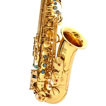 Venda quente e-flat alto sax instrumentos musicais saxofone electrophoresis ouro profissional sax & caixas duras