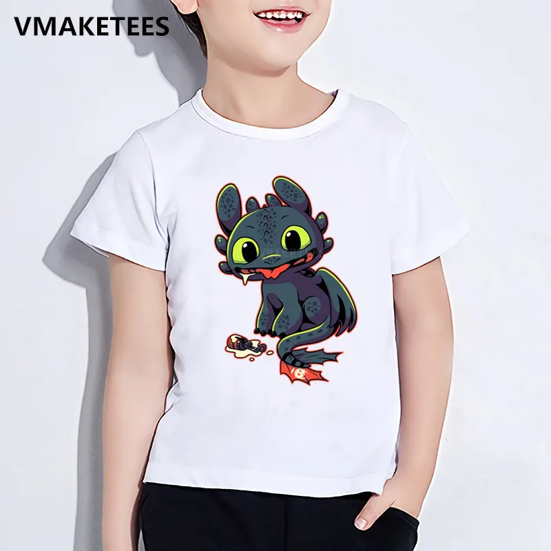 Детская летняя футболка с круглым вырезом для мальчиков и девочек детская футболка с принтом «Беззубик и Ночная фурия» забавная повседневная одежда для малышей HKP5272