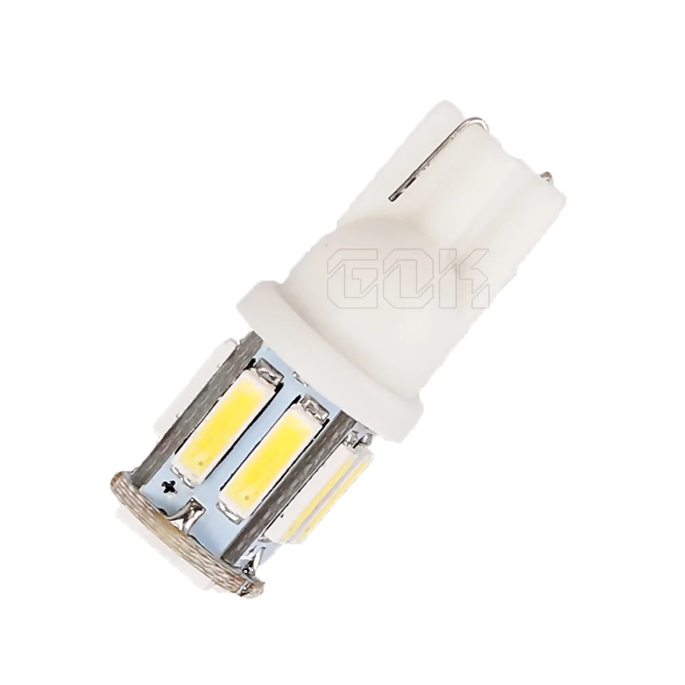 50 шт. t10 светодиодный Белый свет T10 10 SMD 168 194 W5W светодиодный 194 168 t10 10SMD 7020 светодиодный клин лампа DC12V для автомобиля света