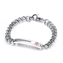 Mprainbow женские браслеты из нержавеющей стали 8 мм Медицинский символ оповещения ID тег браслет тип 1 диабет эпилепсия COUMADIN