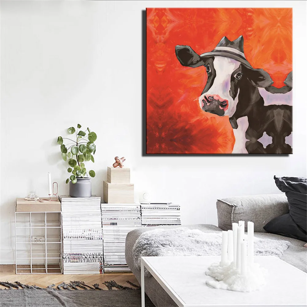 COW RED CANVAS PRINT PICTURE WALL ART HOME DECOR FREE FAST DELIVERY