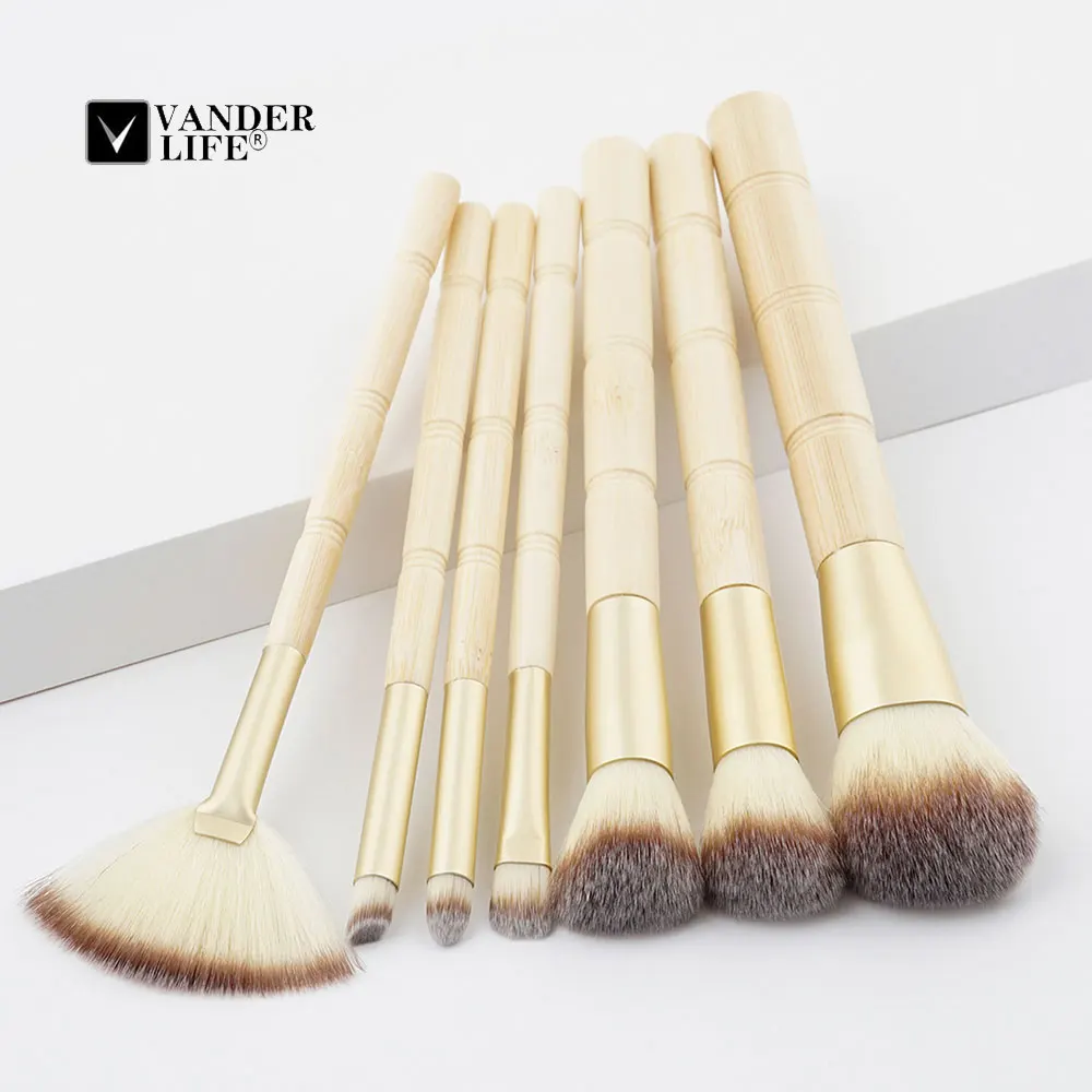 New Makeup Brushes 7Pcs Professional Brush Set Bamboo Foundation Eyeshadow Brush Beauty Cosmetic Tool pincel maquiagem (10)