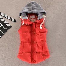 GENPRIOR Large Size Female Hooded Vest Cotton Casual Waistcoat