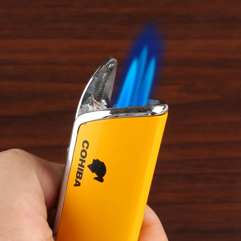 COHIBA зажигалка для сигар 3 струи пламени фонарь Бутановая Зажигалка резчик острые