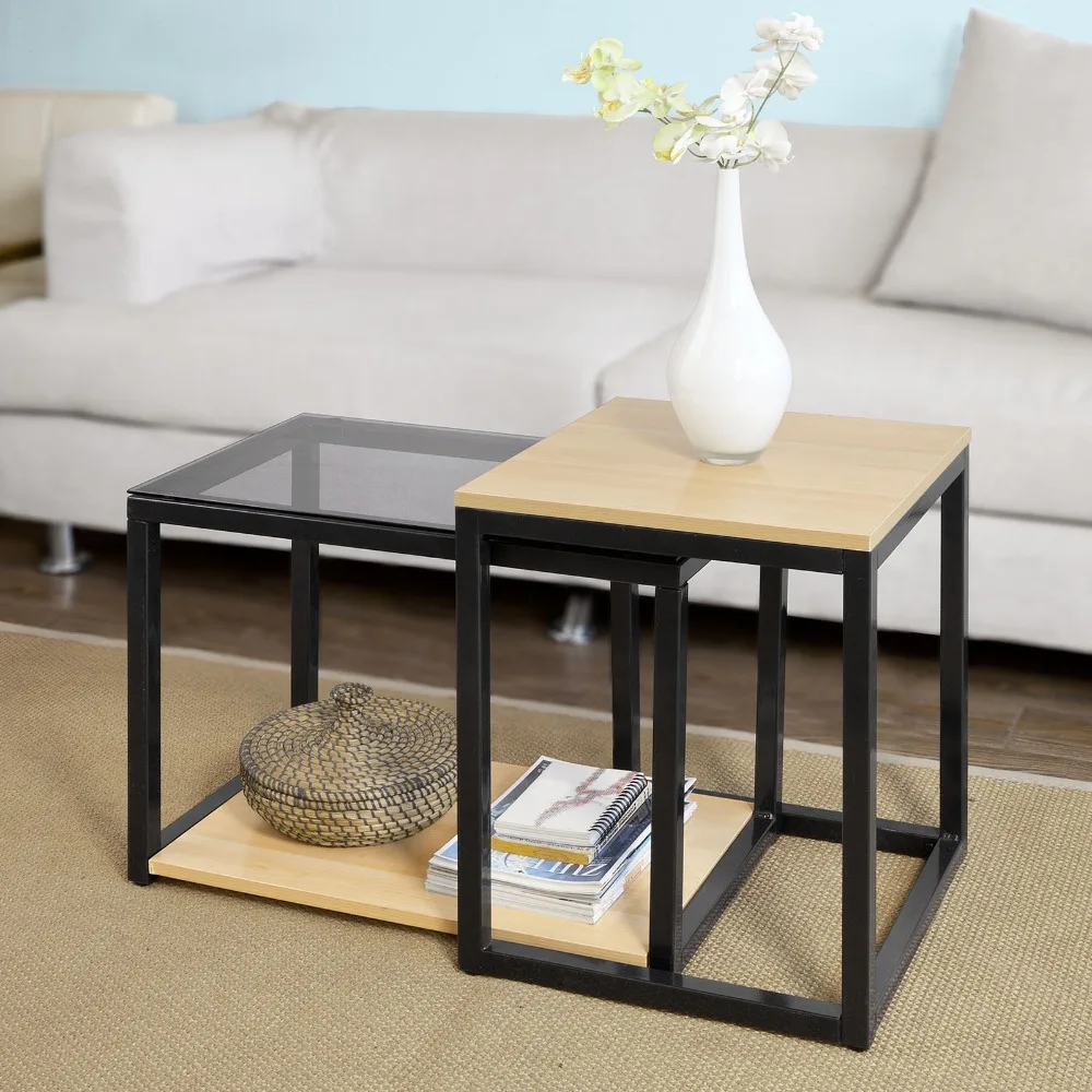 SoBuy FBT35-SCH الحديثة الجداول التعشيش مجموعة من 2 القهوة الجدول نهاية الجدول أثاث غرفة المعيشة SoBuy FBT35-SCH الحديثة الجداول التعشيش مجموعة من 2 القهوة الجدول نهاية الجدول أثاث غرفة المعيشة