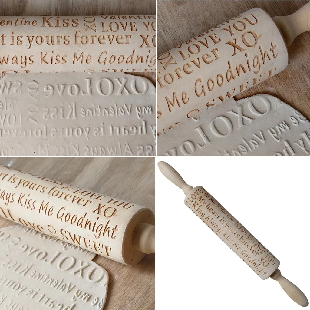 Rolling pin Christmas carving embossed embossed kitchen wooden rolling pin 12 L0529 Rolling pin Christmas carving embossed embossed kitchen wooden rolling pin 12 L0529