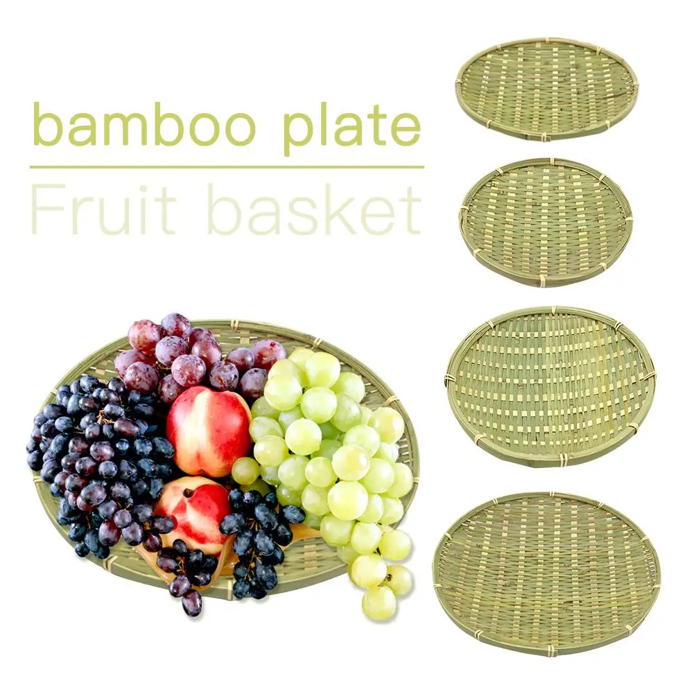 

Chinese Style Handmade Bamboo Braided Storage Plate Eco-friendly Bamboo Sieve Round Snack Dish Fruit Basket Kitchen Supplies #10