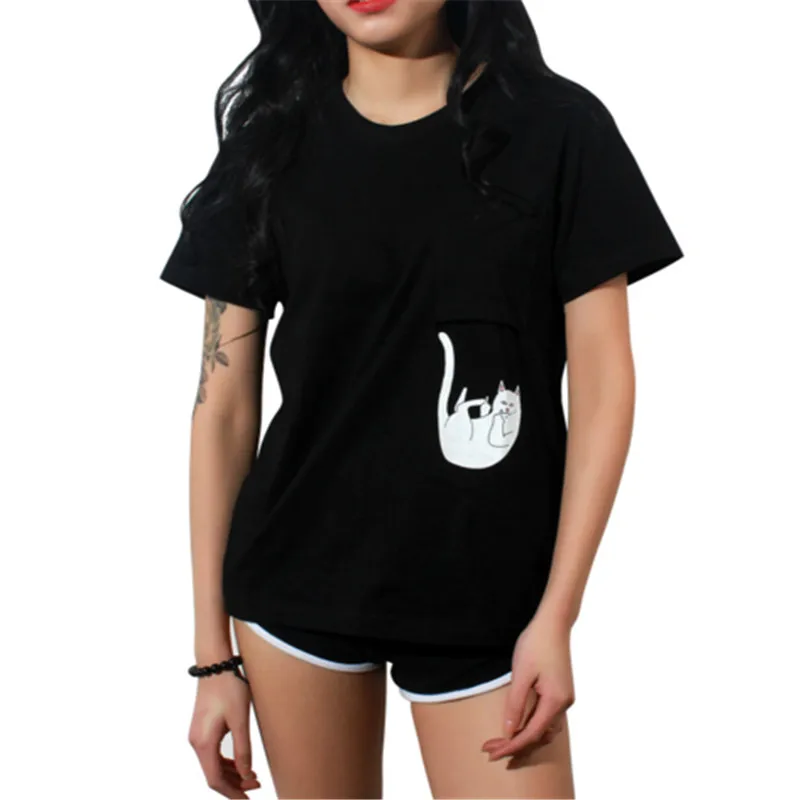 tees picture more detailed picture about american style cat printed t shirt black tees picture more detailed picture about american style cat printed t shirt black