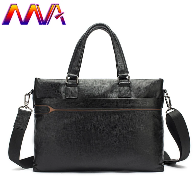 Free Shipping cheap genuine leather men briefcase with quality cow