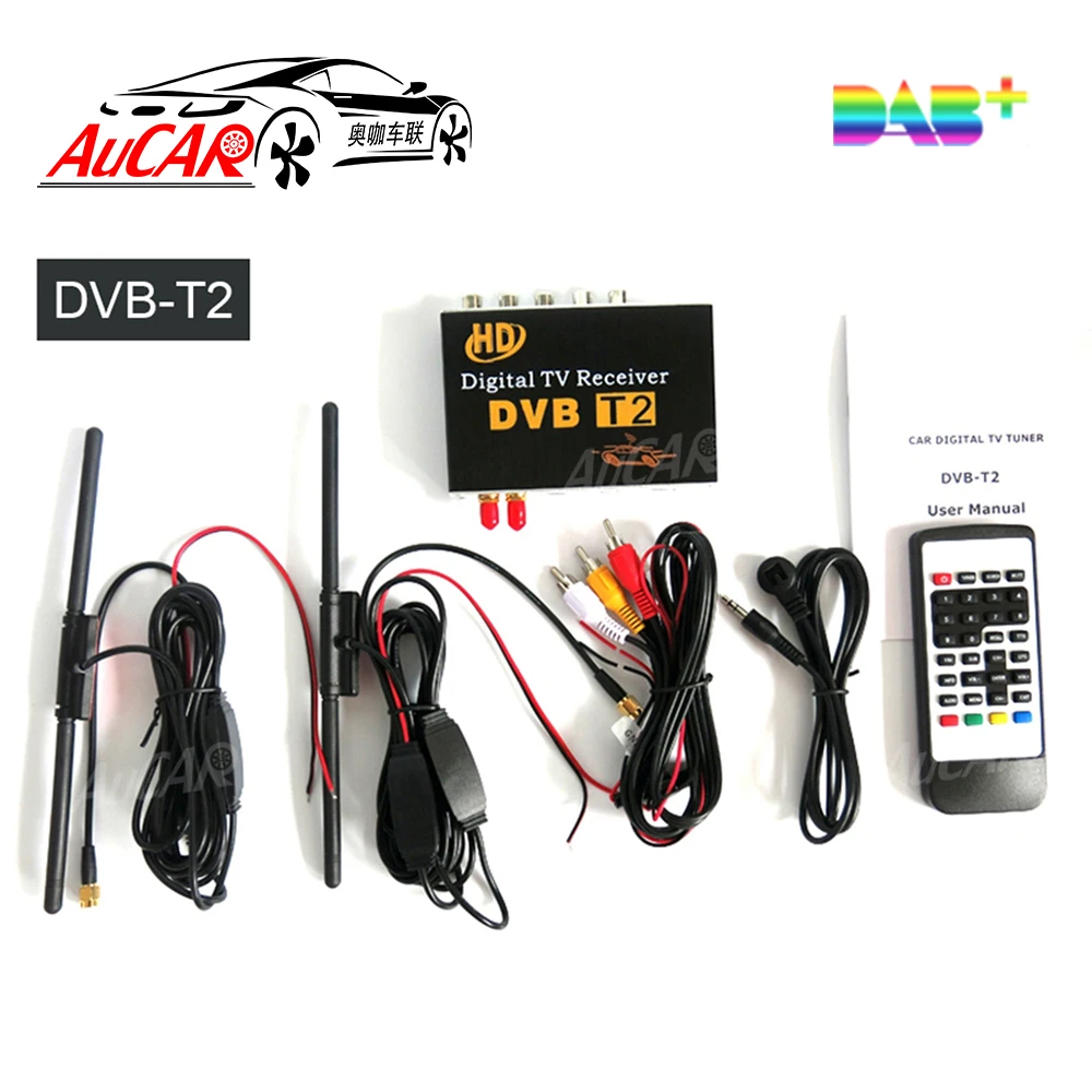 Dvbt2 Car Digital Tv Hd Mpeg4 Tuner Receiver Two Antenna 140200km/h