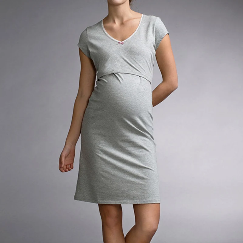 

Short-sleeve Summer Maternity Nursing Pajamas Pregnant Breastfeeding Sleepwear Maternity Robe Pregnancy Robe Maternity Nightgown